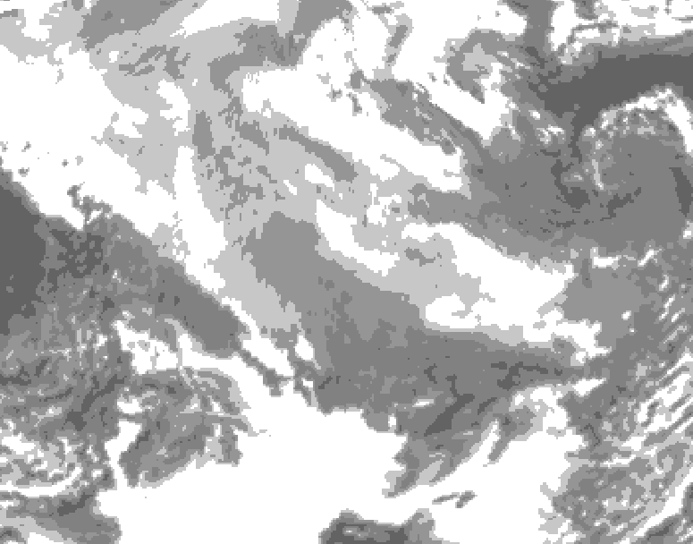 GDPS total cloud 216 hour forecast chart for Canada based on 2026/01/12 1200Z data