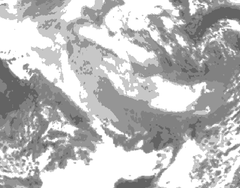 GDPS total cloud 222 hour forecast chart for Canada based on 2026/01/12 1200Z data