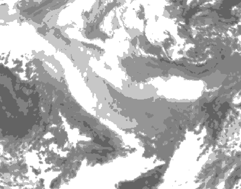 GDPS total cloud 234 hour forecast chart for Canada based on 2026/01/12 1200Z data