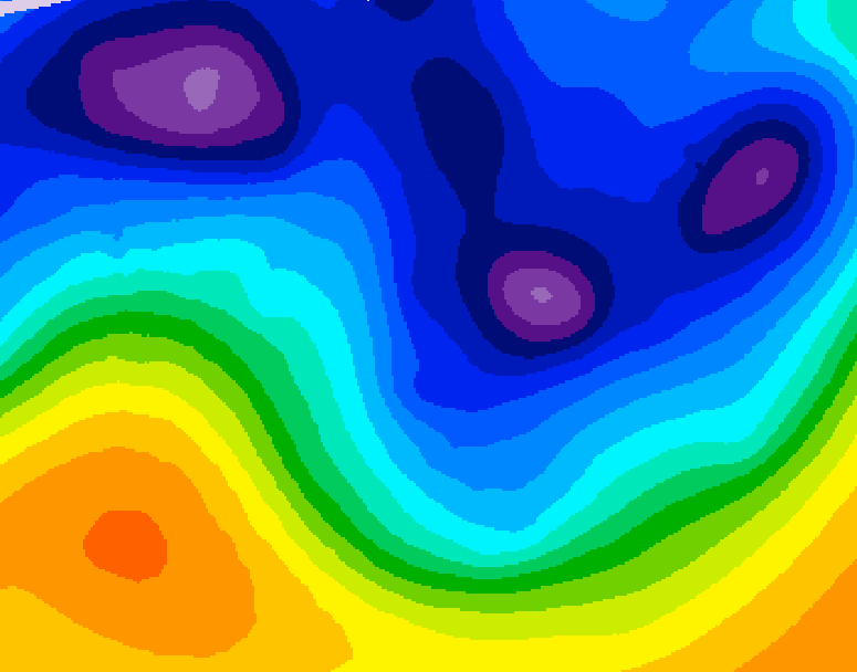 GDPS 500 millibar geopotential height 018 hour forecast chart for Canada based on 2026/01/13 0000Z data