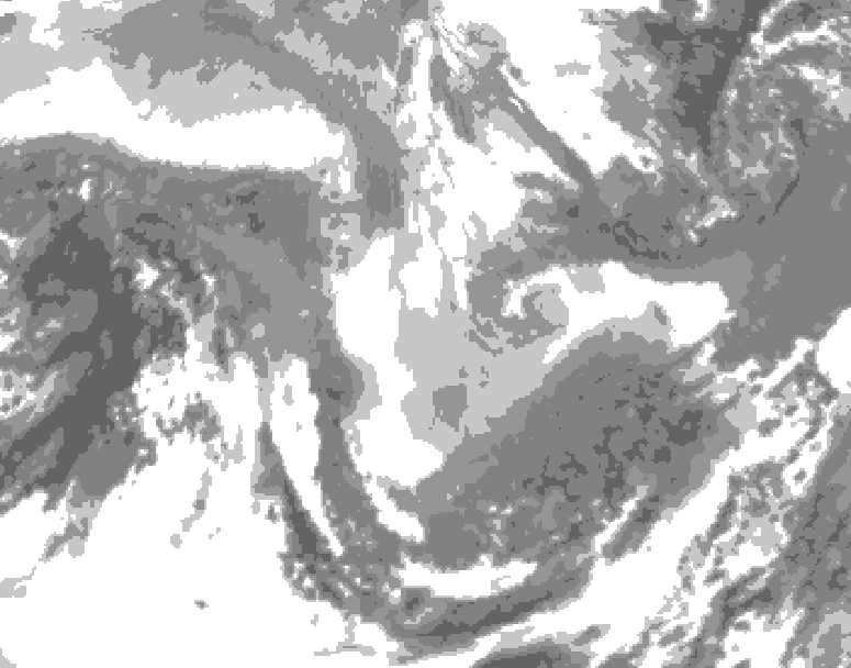 GDPS total cloud 030 hour forecast chart for Canada based on 2026/01/13 0000Z data