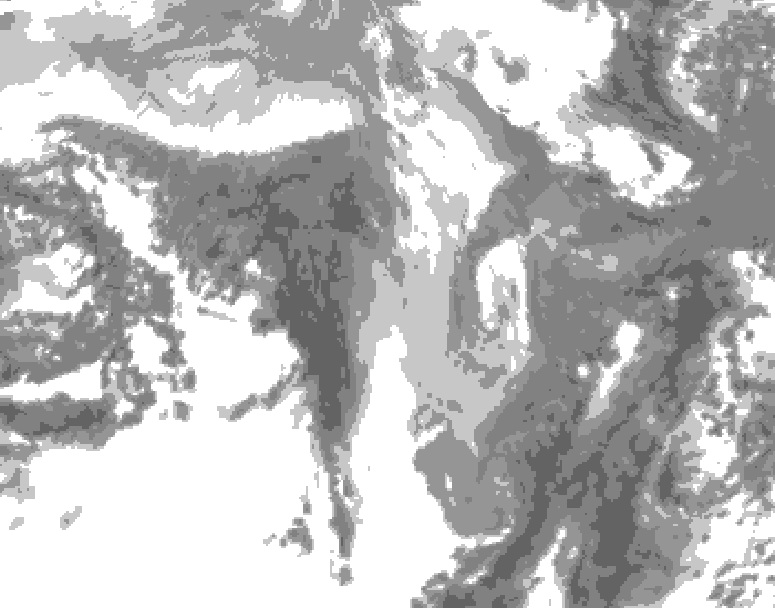GDPS total cloud 048 hour forecast chart for Canada based on 2026/01/13 0000Z data