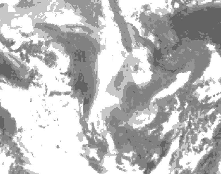 GDPS total cloud 108 hour forecast chart for Canada based on 2026/01/13 0000Z data