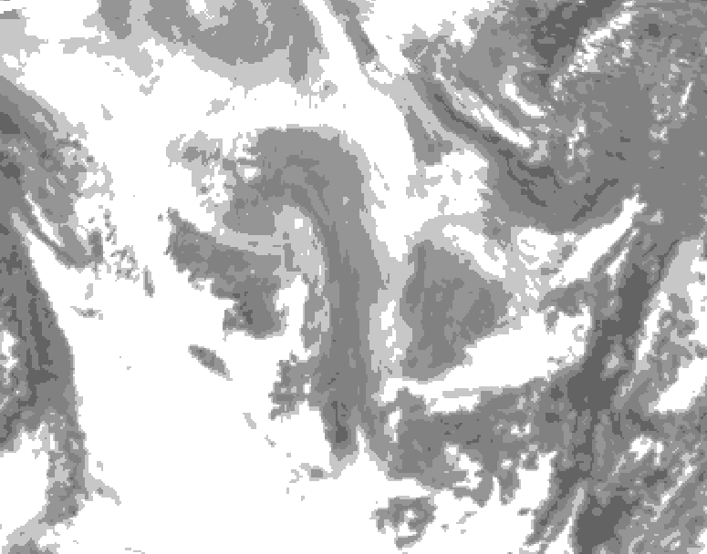 GDPS total cloud 126 hour forecast chart for Canada based on 2026/01/13 0000Z data