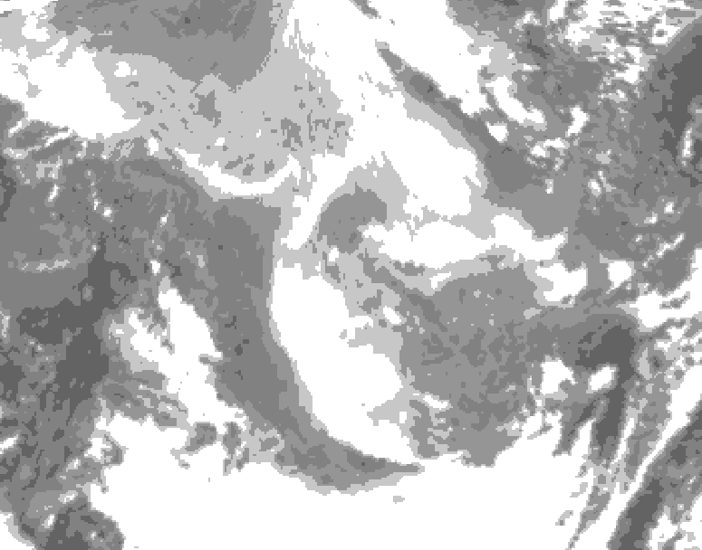 GDPS total cloud 180 hour forecast chart for Canada based on 2026/01/13 0000Z data