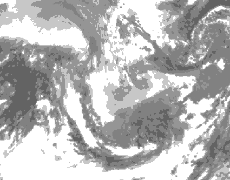 GDPS total cloud 012 hour forecast chart for Canada based on 2026/01/13 1200Z data