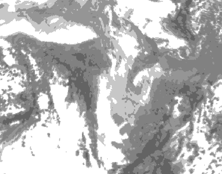 GDPS total cloud 030 hour forecast chart for Canada based on 2026/01/13 1200Z data