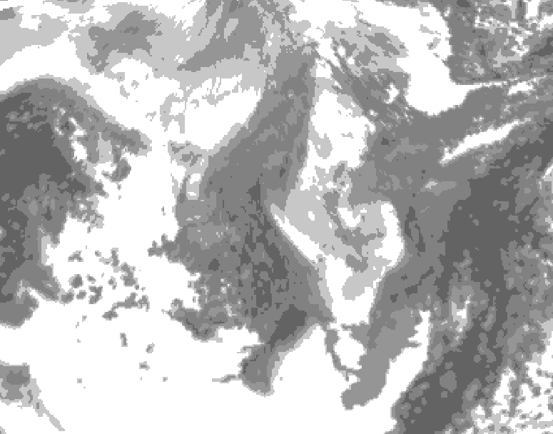 GDPS total cloud 054 hour forecast chart for Canada based on 2026/01/13 1200Z data