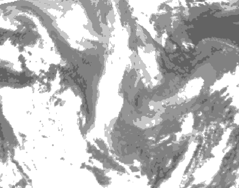 GDPS total cloud 096 hour forecast chart for Canada based on 2026/01/13 1200Z data