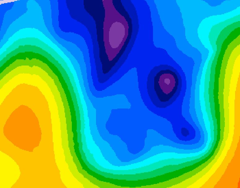GDPS 500 millibar geopotential height 048 hour forecast chart for Canada based on 2026/01/14 1200Z data