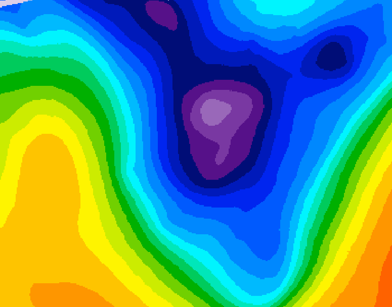 GDPS 500 millibar geopotential height 102 hour forecast chart for Canada based on 2026/01/14 1200Z data