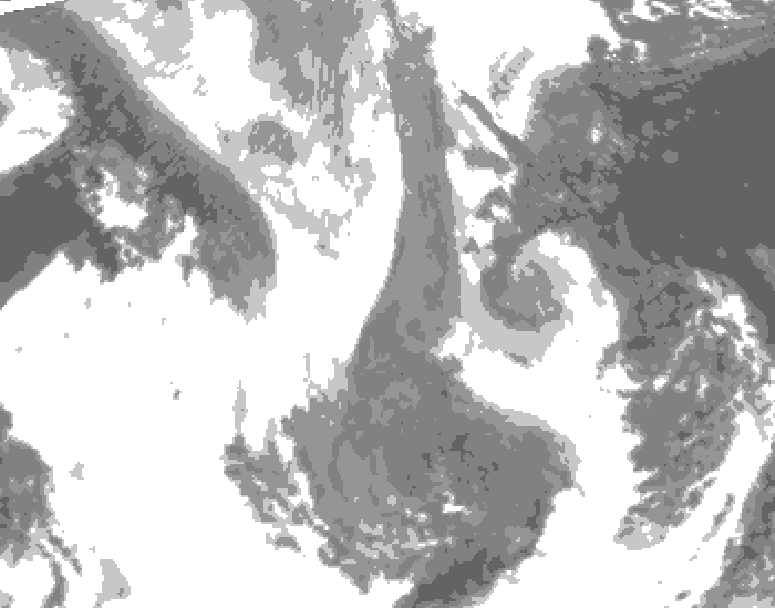 GDPS total cloud 072 hour forecast chart for Canada based on 2026/01/14 0000Z data