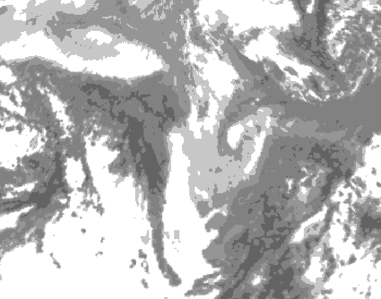 GDPS total cloud 006 hour forecast chart for Canada based on 2026/01/14 1200Z data