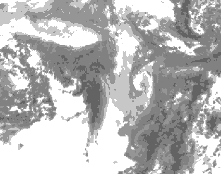 GDPS total cloud 012 hour forecast chart for Canada based on 2026/01/14 1200Z data