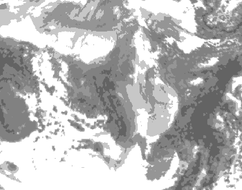 GDPS total cloud 024 hour forecast chart for Canada based on 2026/01/14 1200Z data