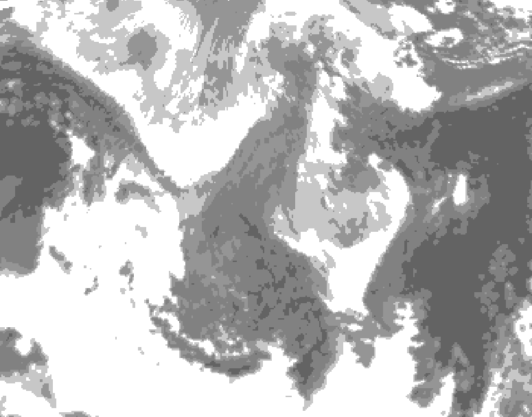 GDPS total cloud 042 hour forecast chart for Canada based on 2026/01/14 1200Z data
