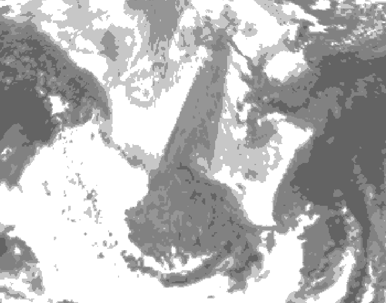 GDPS total cloud 048 hour forecast chart for Canada based on 2026/01/14 1200Z data