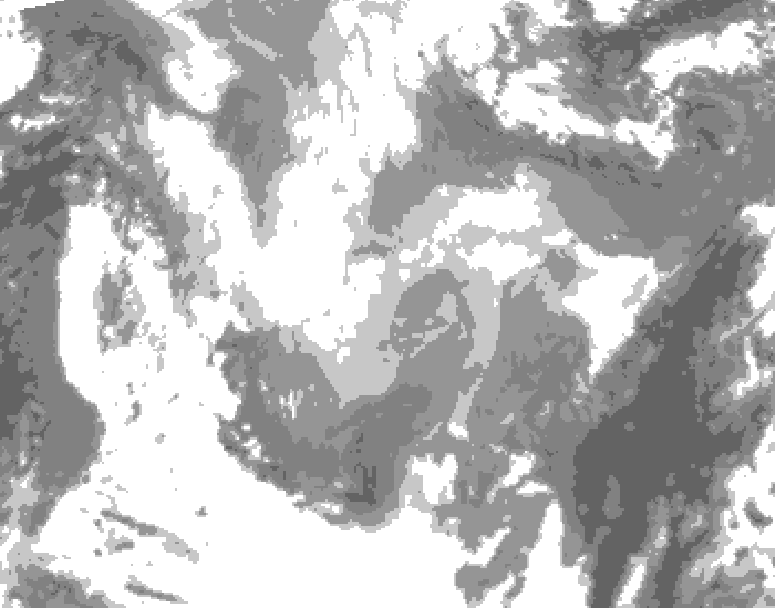 GDPS total cloud 102 hour forecast chart for Canada based on 2026/01/14 1200Z data