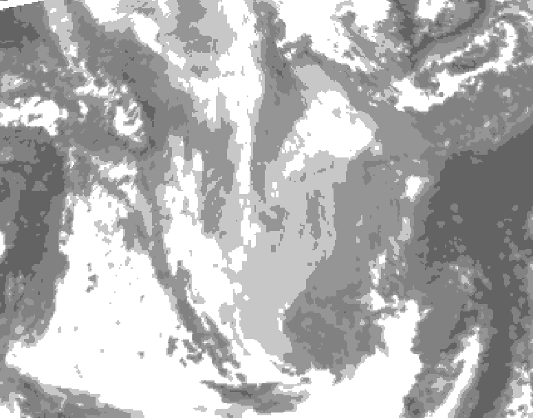 GDPS total cloud 120 hour forecast chart for Canada based on 2026/01/14 1200Z data