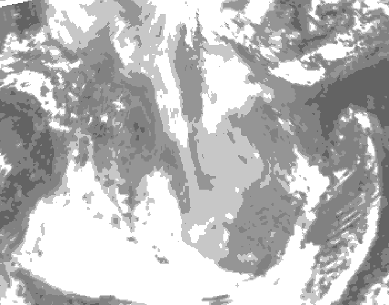GDPS total cloud 132 hour forecast chart for Canada based on 2026/01/14 1200Z data