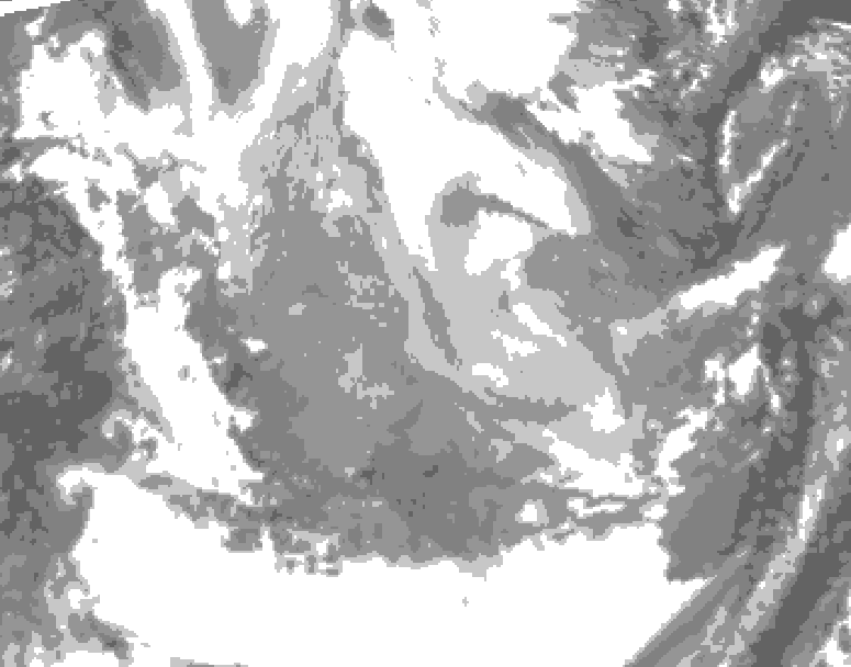 GDPS total cloud 156 hour forecast chart for Canada based on 2026/01/14 1200Z data
