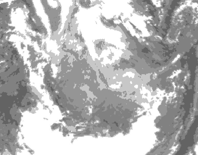 GDPS total cloud 162 hour forecast chart for Canada based on 2026/01/14 1200Z data