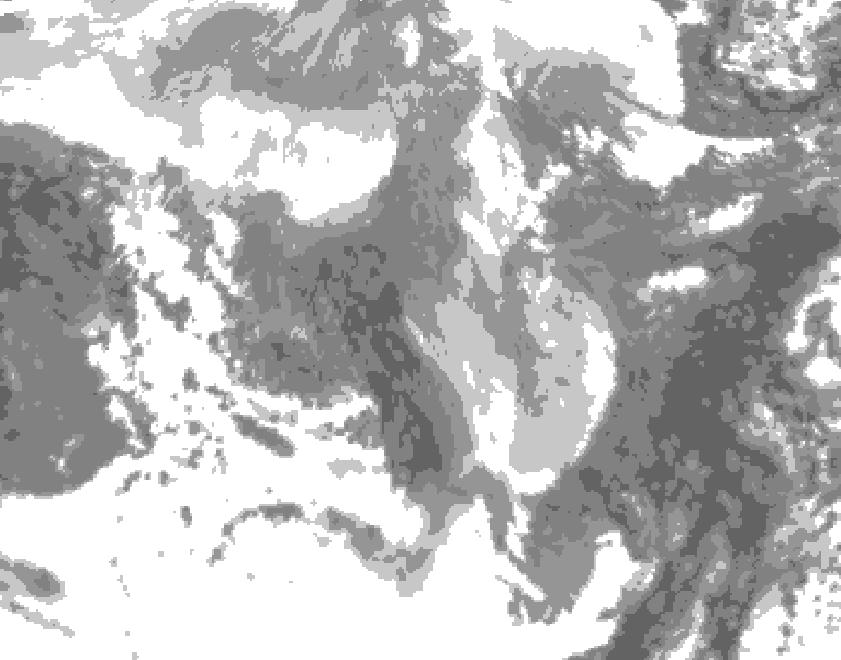 GDPS total cloud 012 hour forecast chart for Canada based on 2026/01/15 0000Z data