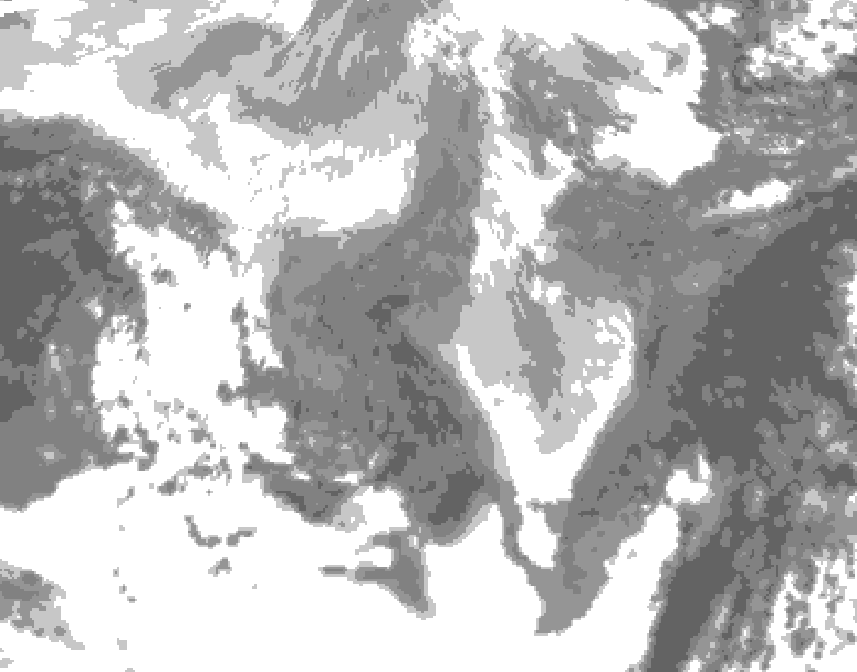 GDPS total cloud 018 hour forecast chart for Canada based on 2026/01/15 0000Z data