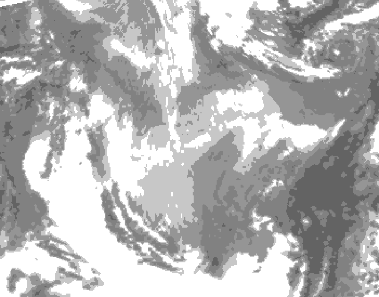 GDPS total cloud 096 hour forecast chart for Canada based on 2026/01/15 0000Z data