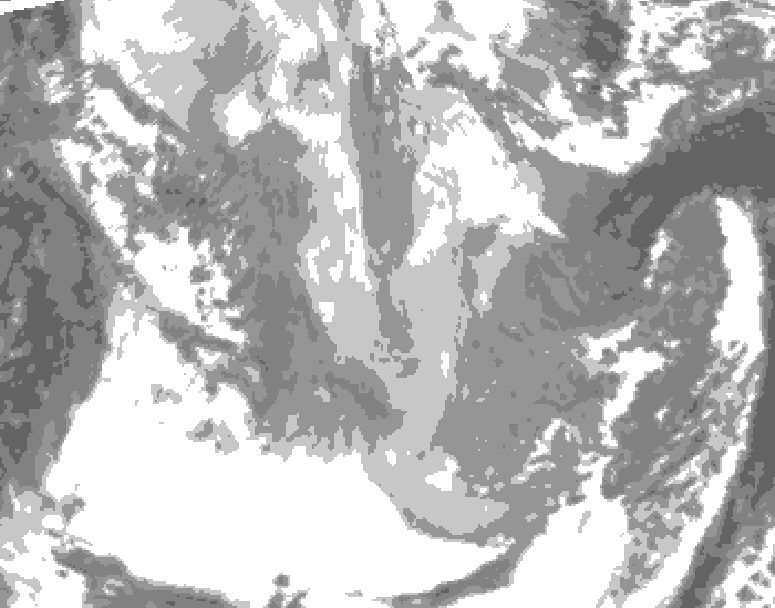 GDPS total cloud 120 hour forecast chart for Canada based on 2026/01/15 0000Z data