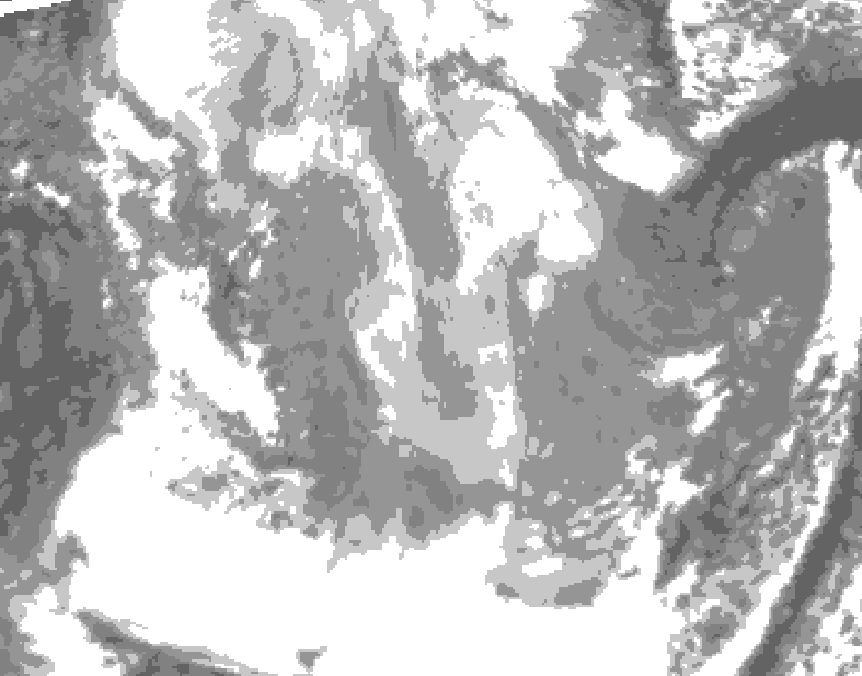 GDPS total cloud 126 hour forecast chart for Canada based on 2026/01/15 0000Z data