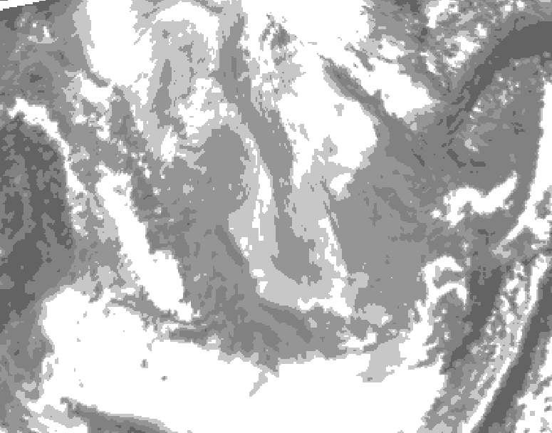 GDPS total cloud 132 hour forecast chart for Canada based on 2026/01/15 0000Z data
