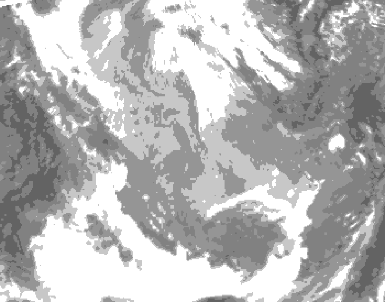 GDPS total cloud 150 hour forecast chart for Canada based on 2026/01/15 0000Z data