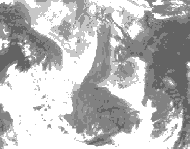 GDPS total cloud 030 hour forecast chart for Canada based on 2026/01/15 1200Z data