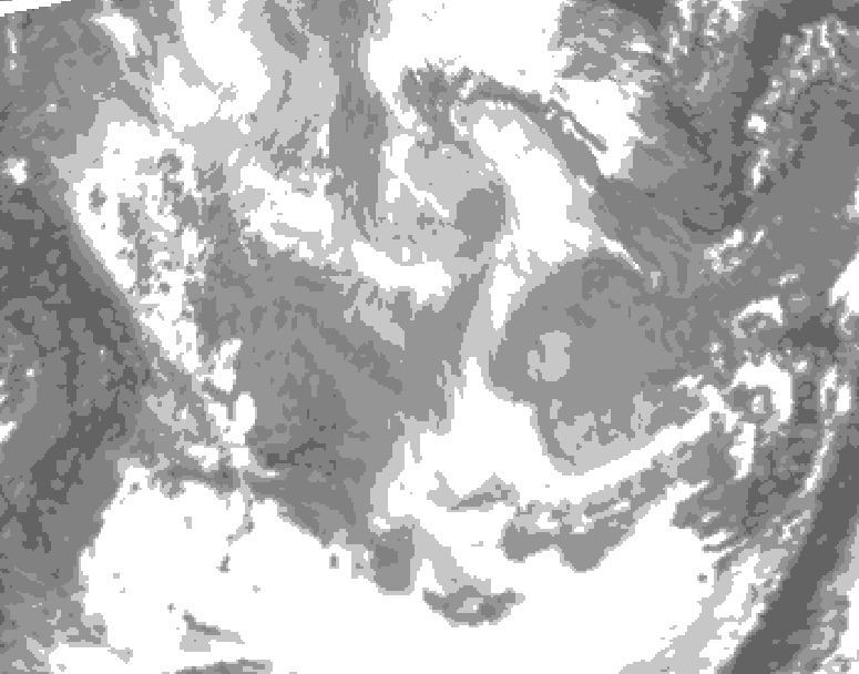 GDPS total cloud 126 hour forecast chart for Canada based on 2026/01/15 1200Z data