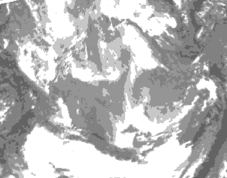 GDPS total cloud 132 hour forecast chart for Canada based on 2026/01/15 1200Z data