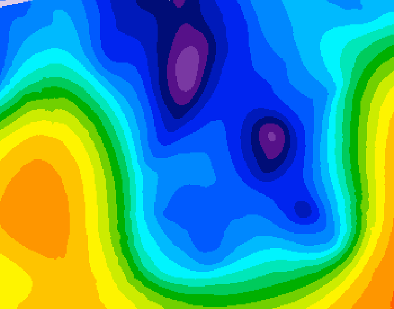 GDPS 500 millibar geopotential height 012 hour forecast chart for Canada based on 2026/01/16 0000Z data