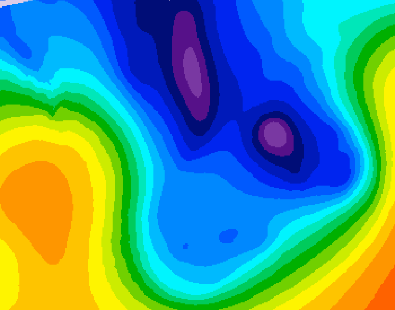 GDPS 500 millibar geopotential height 024 hour forecast chart for Canada based on 2026/01/16 0000Z data