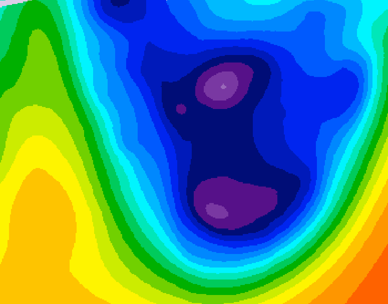 GDPS 500 millibar geopotential height 102 hour forecast chart for Canada based on 2026/01/16 0000Z data