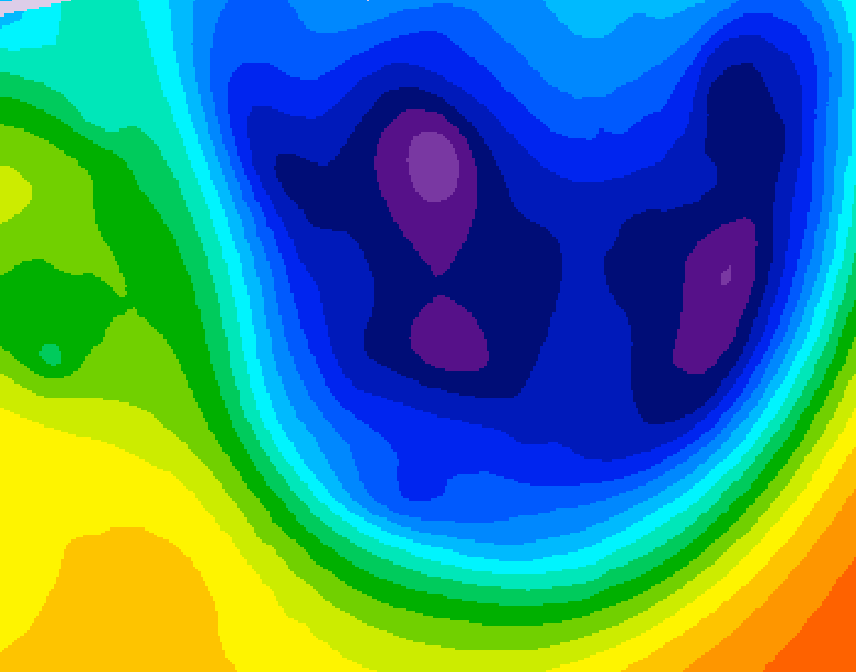 GDPS 500 millibar geopotential height 132 hour forecast chart for Canada based on 2026/01/16 0000Z data