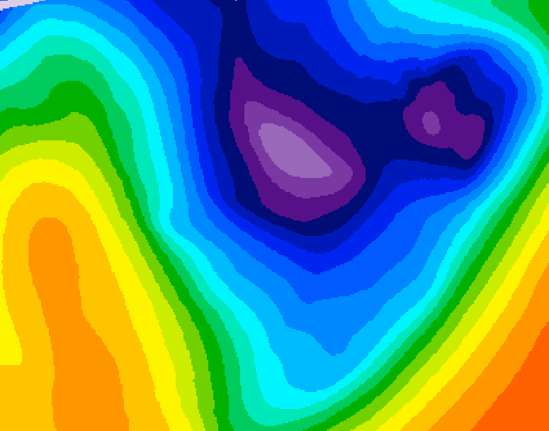 GDPS 500 millibar geopotential height 036 hour forecast chart for Canada based on 2026/01/16 1200Z data