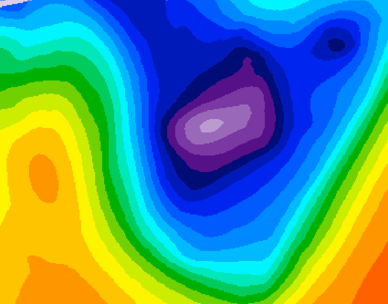 GDPS 500 millibar geopotential height 054 hour forecast chart for Canada based on 2026/01/16 1200Z data