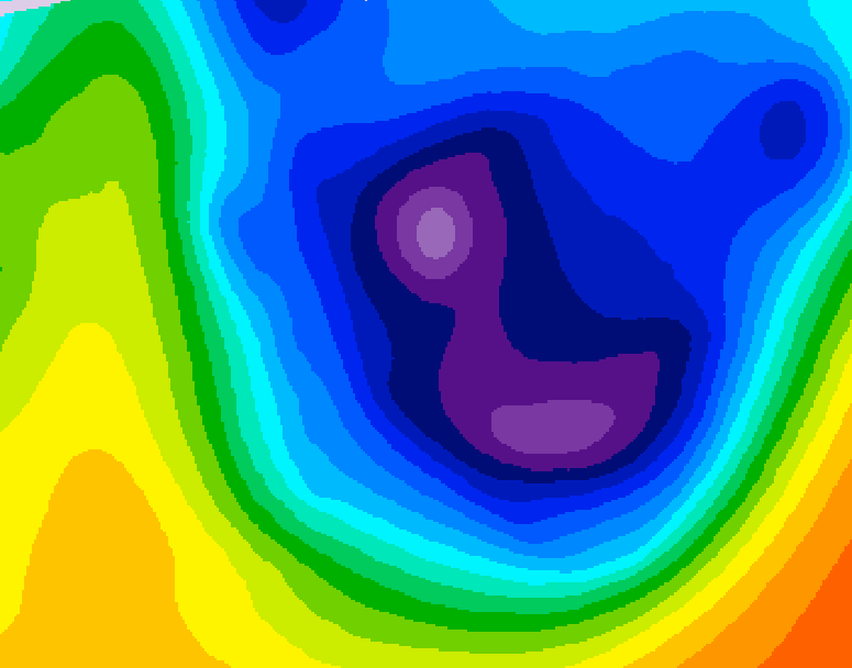 GDPS 500 millibar geopotential height 102 hour forecast chart for Canada based on 2026/01/16 1200Z data