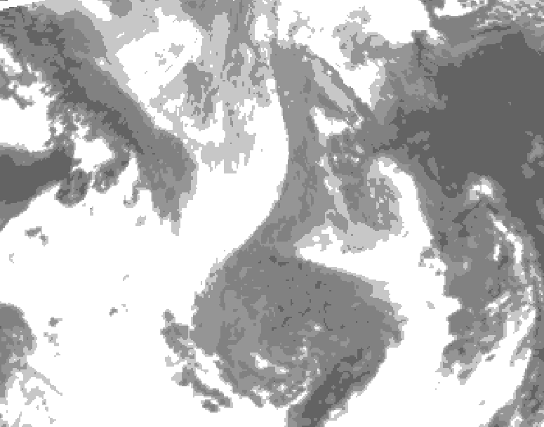 GDPS total cloud 024 hour forecast chart for Canada based on 2026/01/16 0000Z data