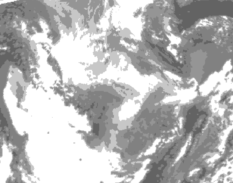 GDPS total cloud 048 hour forecast chart for Canada based on 2026/01/16 0000Z data