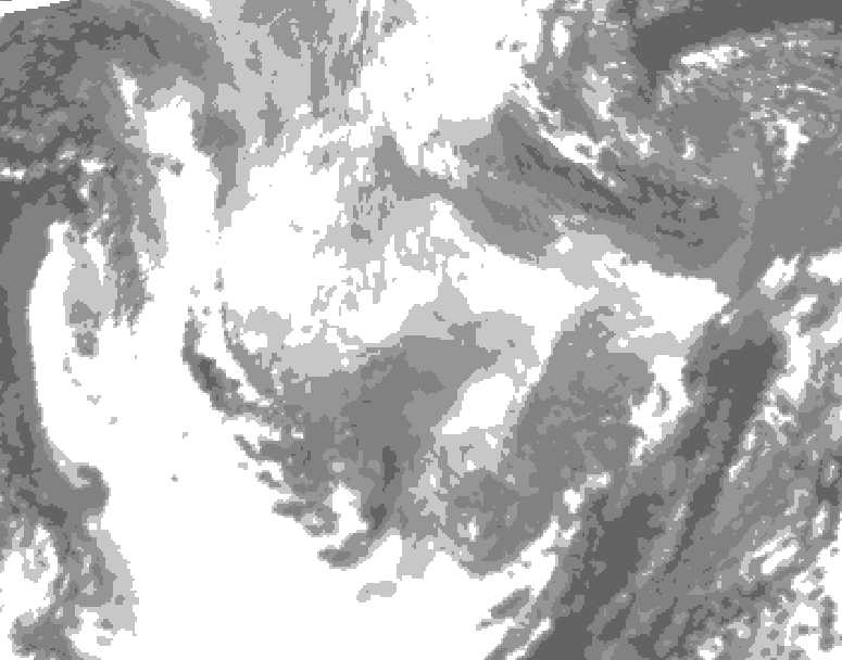 GDPS total cloud 054 hour forecast chart for Canada based on 2026/01/16 0000Z data