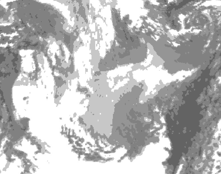 GDPS total cloud 072 hour forecast chart for Canada based on 2026/01/16 0000Z data