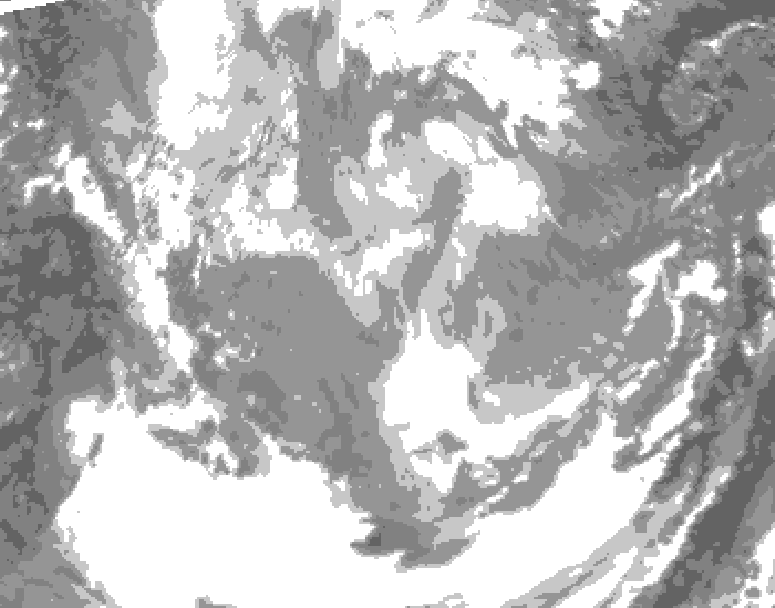 GDPS total cloud 120 hour forecast chart for Canada based on 2026/01/16 0000Z data