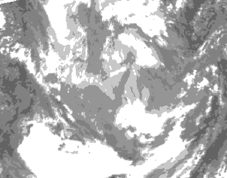 GDPS total cloud 126 hour forecast chart for Canada based on 2026/01/16 0000Z data