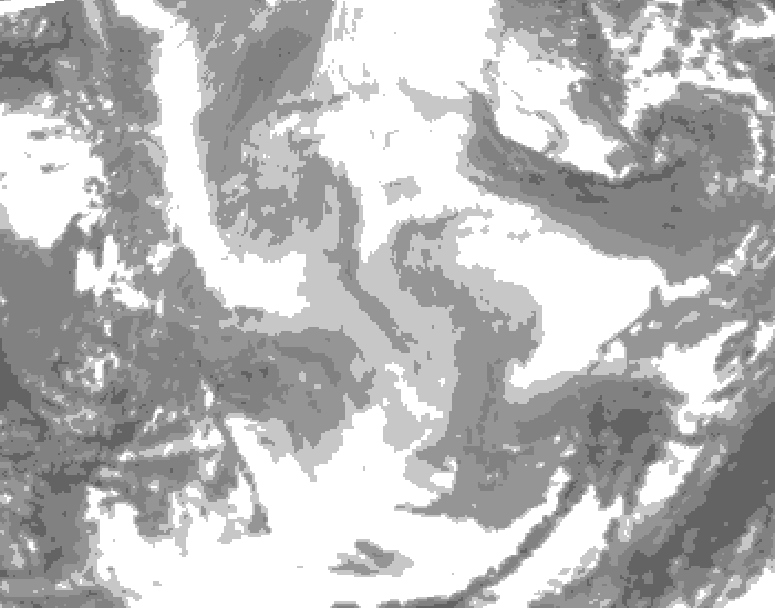 GDPS total cloud 162 hour forecast chart for Canada based on 2026/01/16 0000Z data